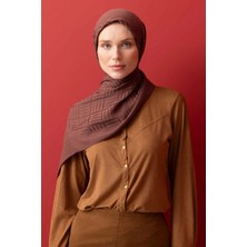 Imannoor Iman Kare Kahverengi Naia Pamuk Şal 70X210