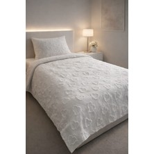 Miar Tek Kişilik Yatak Örtüsü Takımı 1 Adet Yastık Kılıfı Kalpli Desen Yumuşak Doku 180 x 260