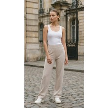 Amia&Co. Bej Beli Lastik Detaylı Basic Eşofman Altı