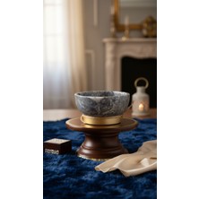 Montdekor El Yapımı Mermer Taşlı Bronz Ayaklı Kase