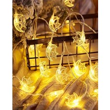 Brokoli Home Ay Yıldız Ramazan Ayı Işık Zinciri 20 LED 3 Metre Gün Işığı LED Işık Ev Dekorasyonu Ramazan Süsleme