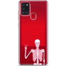 Manitoba Samsung Galaxy A21S Uyumlu Baskılı Yumuşak Silikon Şeffaf Telefon Kılıfı