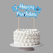Elsa Frozen Temalı Happy Birthday Kaligrafi Pasta Üstü Süs