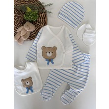 Baharda Nova %100 Pamuk Erkek Bebek Yenidoğan 5'li Hastane Çıkış Seti / Mevlit / 0-3 Ay Zıbın Set