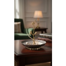 Montdekor El Yapımı Mermer Taşlı Bronz Desenli Tabak