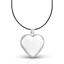 Oya Silver Iri Bombe Kalp Kapaklı Gümüş Kolye 5.5x4.2 cm [OYSKK059]