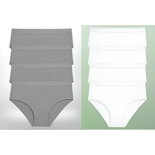 Qulothes 8 Li Paket Çok Al Az Öde Pamuklu Ribana Kadın Külot