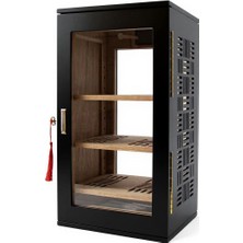 Cigarloong Gold Tasarım 3 Raflı Puro Kutusu Humidor Mat Siyah 120'S