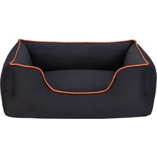 Matrixzn Pet Comfort Alpha  Köpek Yatağı Siyah W Turuncu Biye M 80x65cm