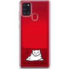 Manitoba Samsung Galaxy A21S Uyumlu Baskılı Yumuşak Silikon Şeffaf Telefon Kılıfı