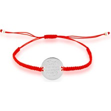 Fm Gümüş Kırmızı Makrame Ayetel Kürsi Bileklik