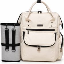 Sevil Çanta Venüs Krem Siyah Aksesuar Geniş Fonksiyonel Anne Bebek Bakım Sırt Çantası