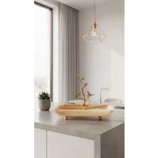 Montdekor El Yapımı Mermer Taşlı Bronz Desenli Tabak