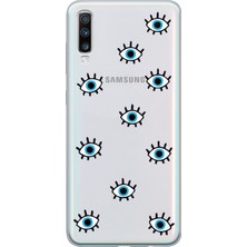 Manitoba Samsung Galaxy A70 Uyumlu Baskılı Yumuşak Silikon Şeffaf Telefon Kılıfı