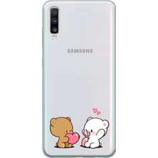Manitoba Samsung Galaxy A70 Uyumlu Baskılı Yumuşak Silikon Şeffaf Telefon Kılıfı