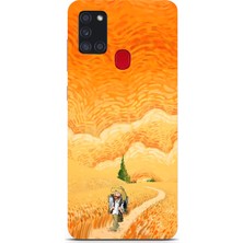 Manitoba Samsung Galaxy A21S Uyumlu Baskılı Yumuşak Silikon Şeffaf Telefon Kılıfı