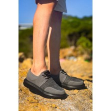 KB-042  Kuback Bağcıklı Gri Siyah Taban Günlük Erkek Ayakkabı