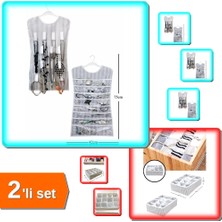 Hereveoyuncak Siyah Çizgili Elbise Şeklinde Takı Organizeri + 12 Bölmeli Çekmece Düzenleyici - 2li Set R6F6X9