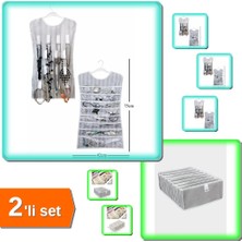 Hereveoyuncak Siyah Çizgili Elbise Şeklinde Takı Organizer + 8 Gözlü Akordiyon Çekmece Düzenleyici - 2li Set R4Y5X