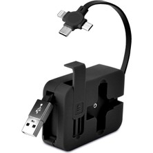 Buffer® Cep Tipi Telefon Tutuculu Makaralı Uzayıp Kısalabilen 3'ü 1 Arada USB Şarj Kablosu