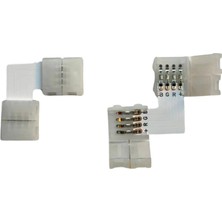 Powerr Led Aydınlatma 10 mm Rgb Şerit L Birleştirme Aparatı Lehimsiz 4 Pin 10 Adet