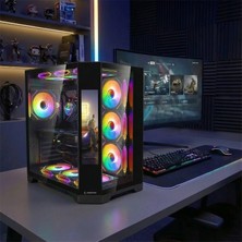 Rampage Nova 9.16'' LCD Ekranlı Hub+Kumanda Siyah 7X12CM Argb Pwm Fan Gaming Oyuncu Kasası