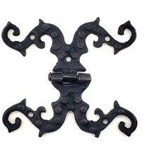 Antika Tarz Dekoratif Pirinç Süslü Menteşe - 100X90 Mm, Oksit