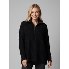 Lwl Old Money Tarzı Polo V Yaka Saç Örgü Oversize Triko Kazak