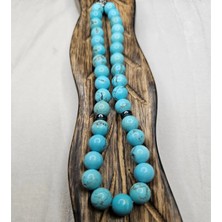 Begün Firuze Doğal Taşlı 33'lü Tesbih...turkuaz Renk...küre Kesim...