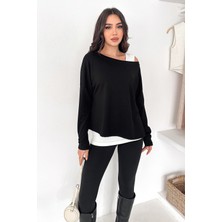 Noa Noa Kadın Düşük Omuzlu Uzun Kollu Üst – Noir Layer