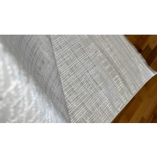 Badelya Home Krem-Ekru Açık Gri Saten Bambu Ince Sık Dokuma Parlak Yüzey Kaymaz Özel Kesme Salon Koridor Halı Yolluk