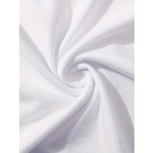 Cottonlab Baskılı Oversize Bisiklet Yaka T-Shirt - Beyaz