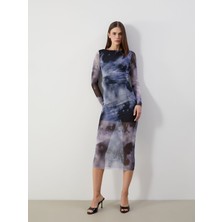 Lc Waikiki Yeni Sezon Bisiklet Yaka Batik Desenli Kadın Bodycon Elbise