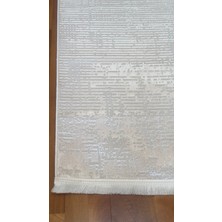 Badelya Home Krem Saten Bambu Ince Sık Dokuma Parlak Yüzey Kaymaz Özel Kesme Salon Koridor Halı Yolluk
