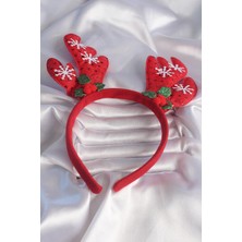 Yılbaşı Temalı Kar Tanesi Işleme Detay Geyik Boynuzu Figürlü Taç