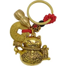 Dünyadan Hediyeler Maneki Neko Pirinç Anahtarlık Üçlü Şans Figür NOPRNC01