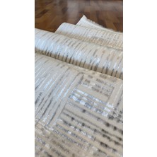 Badelya Home Krem Gri Saten Bambu Ince Sık Dokuma Parlak Yüzey Kaymaz Özel Kesme Salon Koridor Halı Yolluk