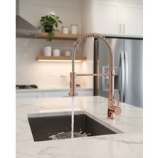 Emfa Aksesuar Bakır Endüstriyel Mutfak Bataryası - Rose Gold Evye Bataryası - Bakır Mutfak Bataryası