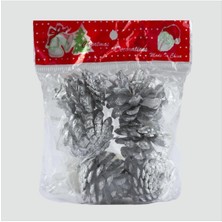 6'lı Gümüş Kozalak Yılbaşı Ağaç Süsü