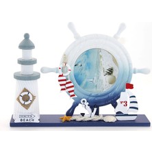 Ahşap Marin Deniz Feneri Dümenli Çerceve Model 1