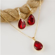 Damla Figürlü Taşlı Set Kolye 2 cm
