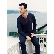 Capsella Erkek 4'lü Penye Düğmeli Çeyiz Damat Pijama Takım