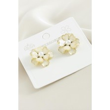 Gül Çiçek Inci Mineli Küpe