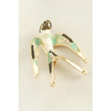 Kuş Mineli Taşlı Broş