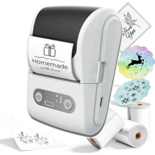 Beyaz Kablosuz Portatif Etiket Yazıcısı