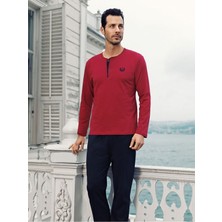 Capsella Erkek 4'lü Penye Düğmeli Çeyiz Damat Pijama Takım
