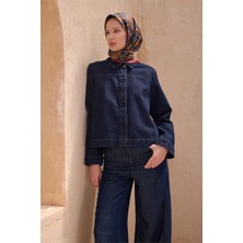 Belli Twill Ipek Eşarp - 4101- 02 Lacivert Bordo