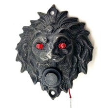 Antika Tarz Dekoratif Pirinç Aslan Kapı Zili - 100X78 Mm, Oksit, LED Işıklı