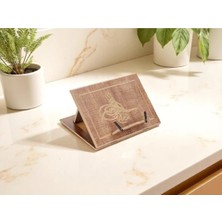 Begün Masa Üstü Katlanabilir Ahşap Kaliteli Rahle...tuğra Desenli Ayarlanabilir Kitap ve Tablet Standı...