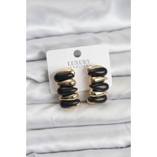 Clariss Siyah Renk Pirinç Vintage Kadın Küpe